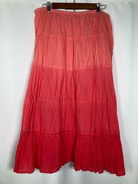 NWT Choices San Tropeze Caché Coral Pink Tiered Ombre Maxi Skirt Sz PL Festival